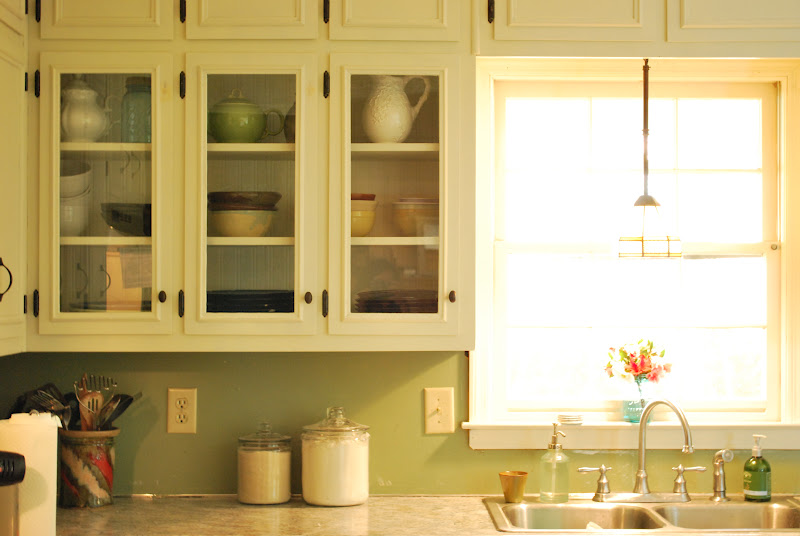 Between Blue And Yellow Kitchen Update Glass Cabinets Between Blue And Yellow
