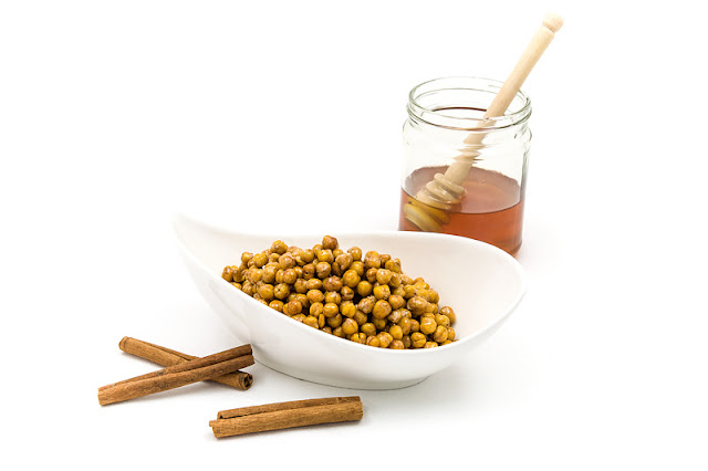Oven roasted chickpea with honey and cinnamon recipe shot