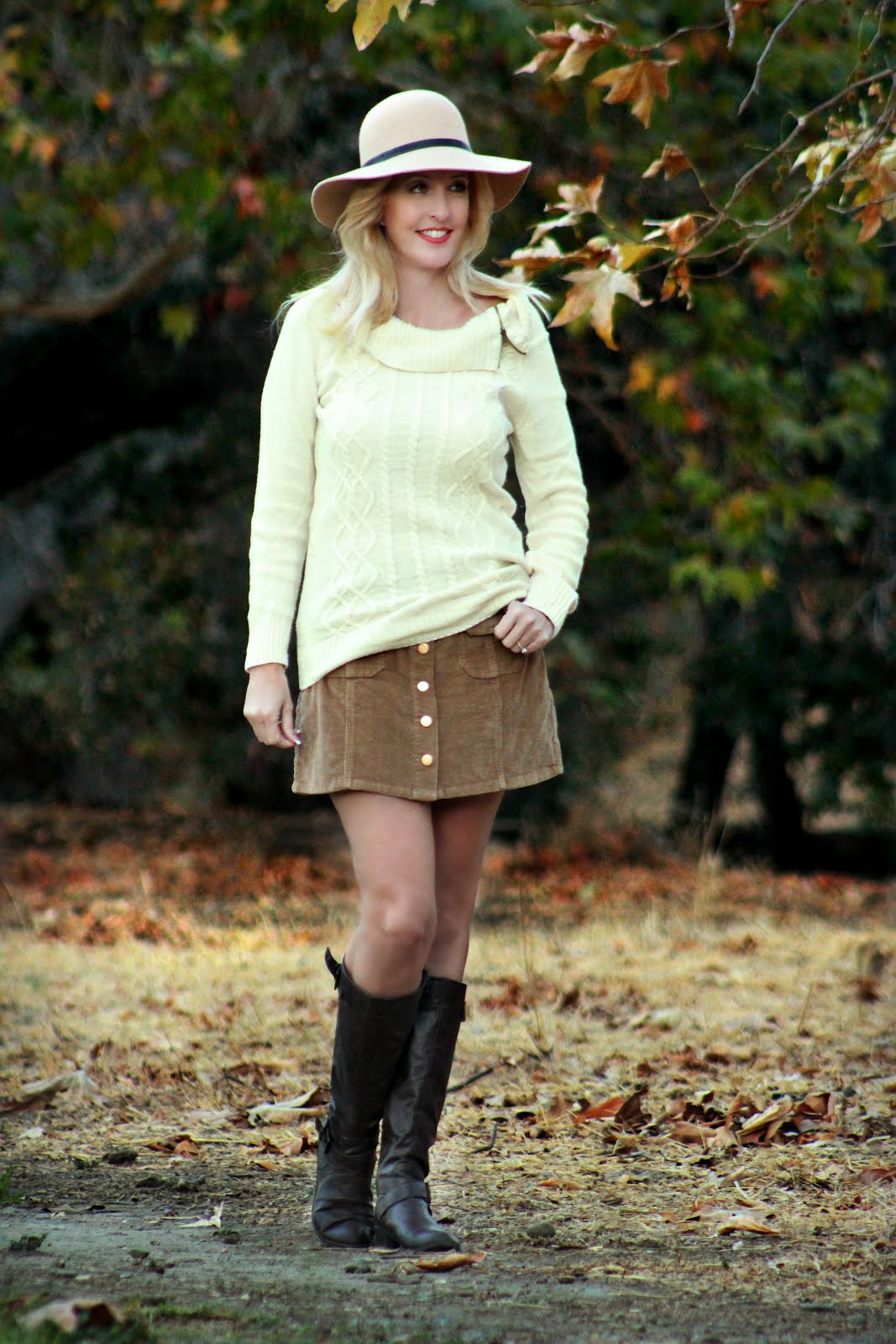 Corduroy Skirt & Cozy Knit Sweater