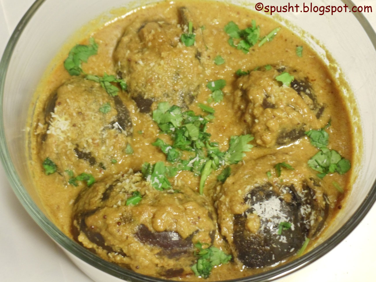 Spusht Stuffed Eggplant Potato Onion Curry (Bharwan Baingan Aloo Pyaaz