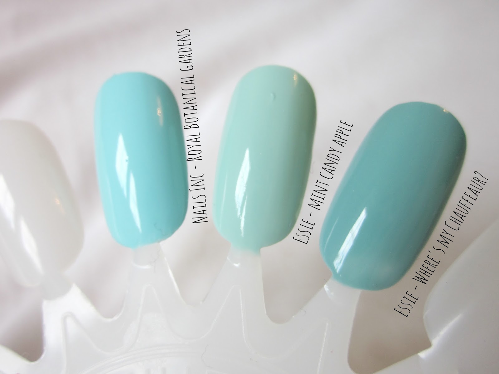 mint nails nails inc royal botanical gardens essie mint candy apple where's my chauffeur swatches