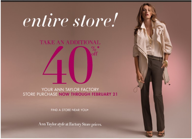 Not valid at Ann Taylor stores