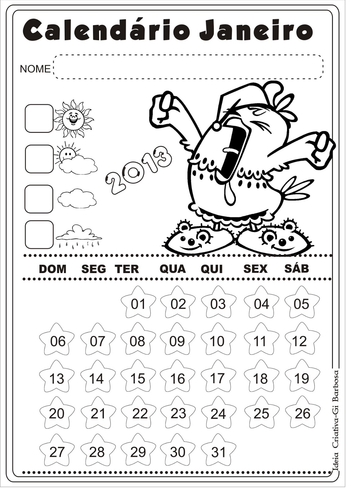 Calendários Galinha Pintadinha para Colorir 2015 Calendários Galinha Pintadinha para Colorir 2015