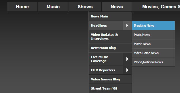 html 5 drop down menus