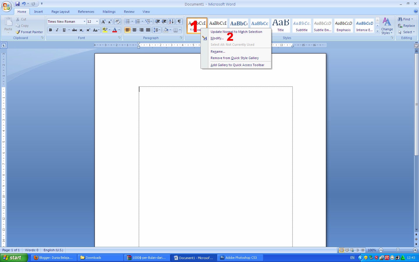 cara membuat default paragraf di word 2007 Dunia Belajar