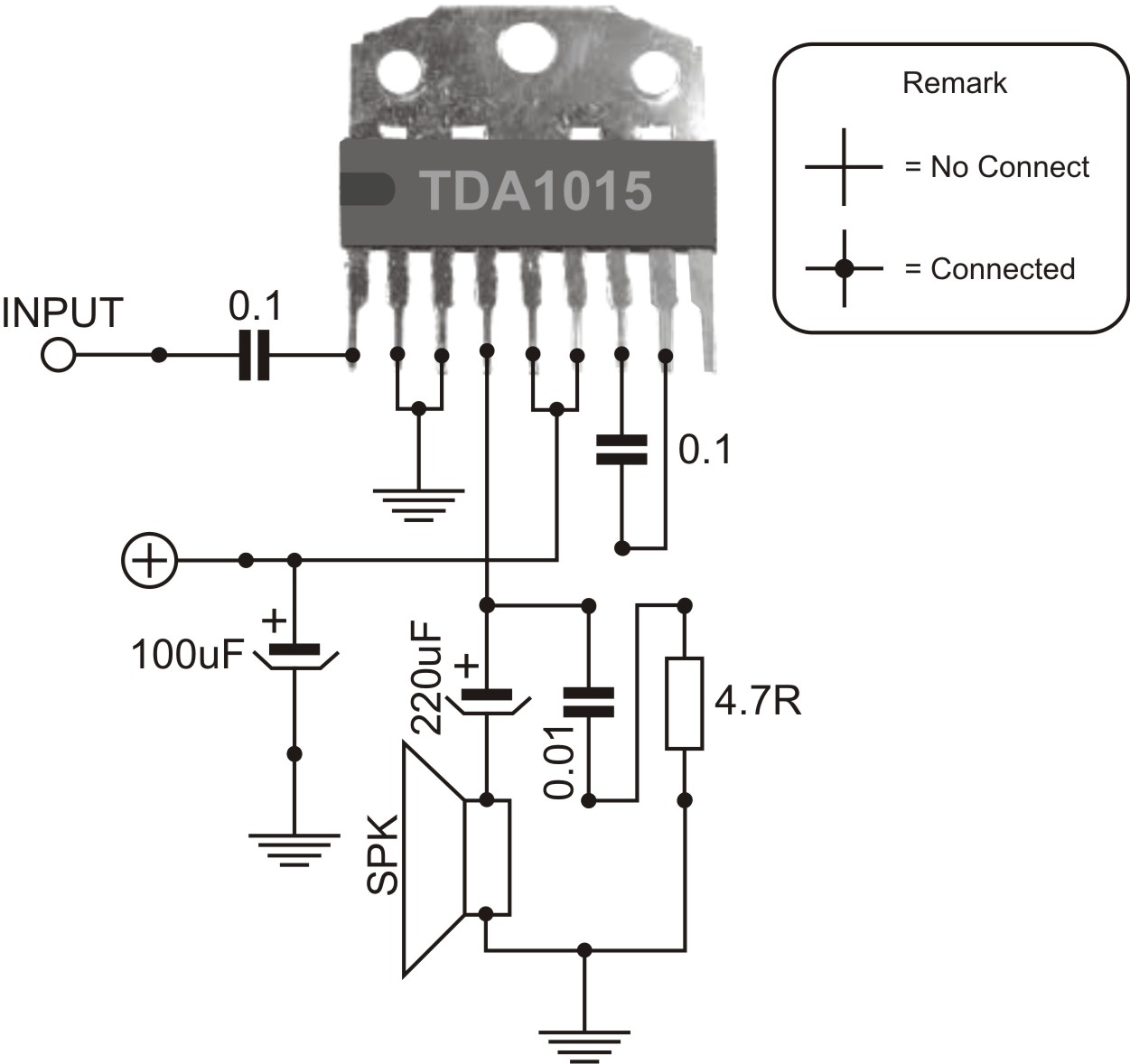 Free schematic: Skema Amplifier TDA1015T
