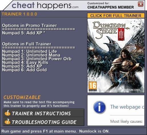 dungeon siege 2 trainer