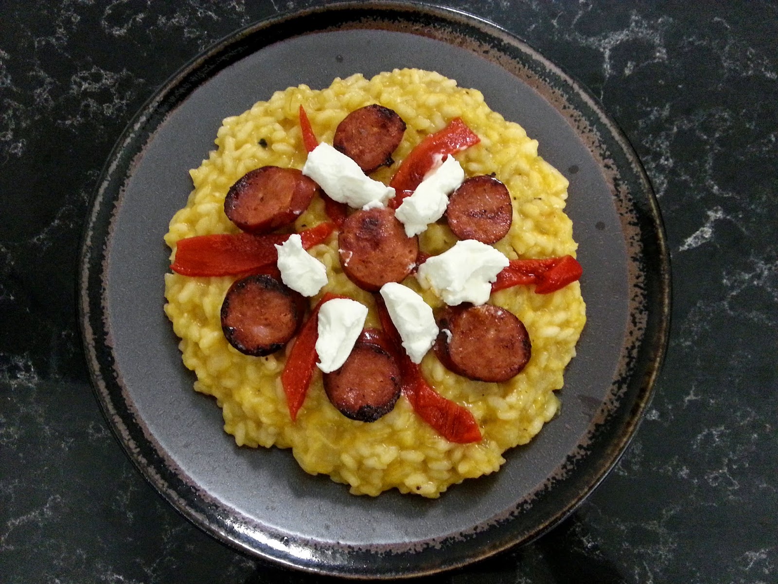 The Bunny's Burrow Roast Pumpkin, Goats Cheese and Chorizo Risotto