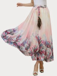 Rok panjang modern untuk remaja motif bunga elegan