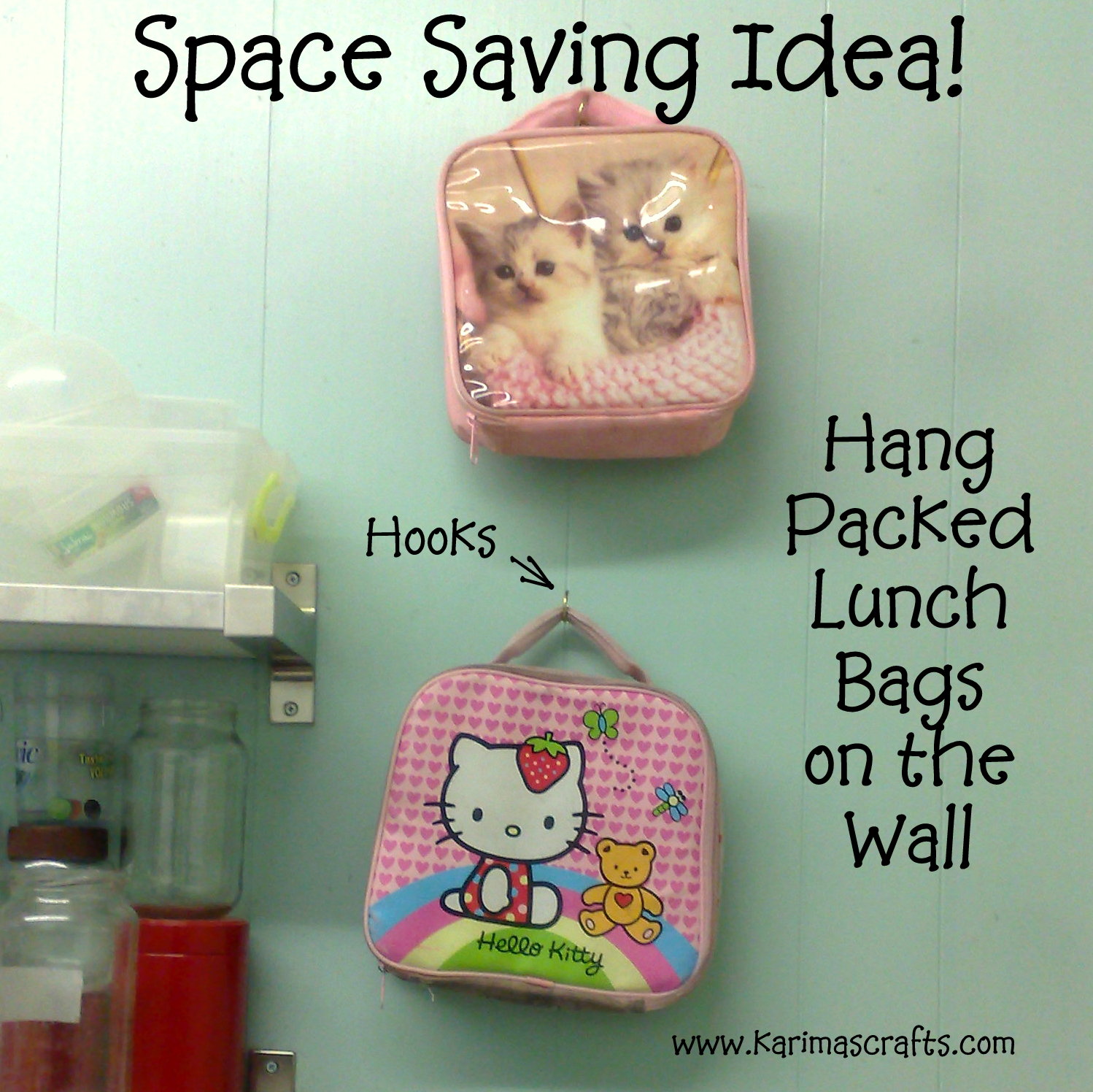 Karima's Crafts Great Ideas Hanging Packed Lunch Bags on the Wall