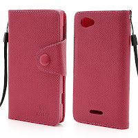 Leather Case Wallet With Credt Card Slot Sony Xperia L S36h C2104 C2105 - Magenta Leather Case Wallet With Credt Card Slot Sony Xperia L S36h C2104 C2105 - Magenta