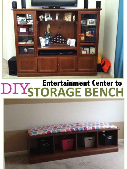 Two It Yourself Entertainment center to DIY storage bench