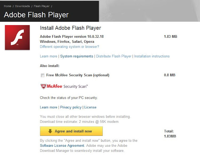 Tech specs Adobe Flash Player