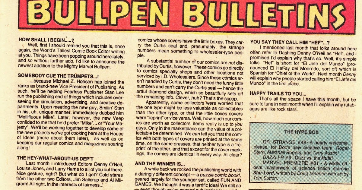 STARLOGGED GEEK MEDIA AGAIN 1981 MARVEL BULLPEN BULLETINS (Marvel
