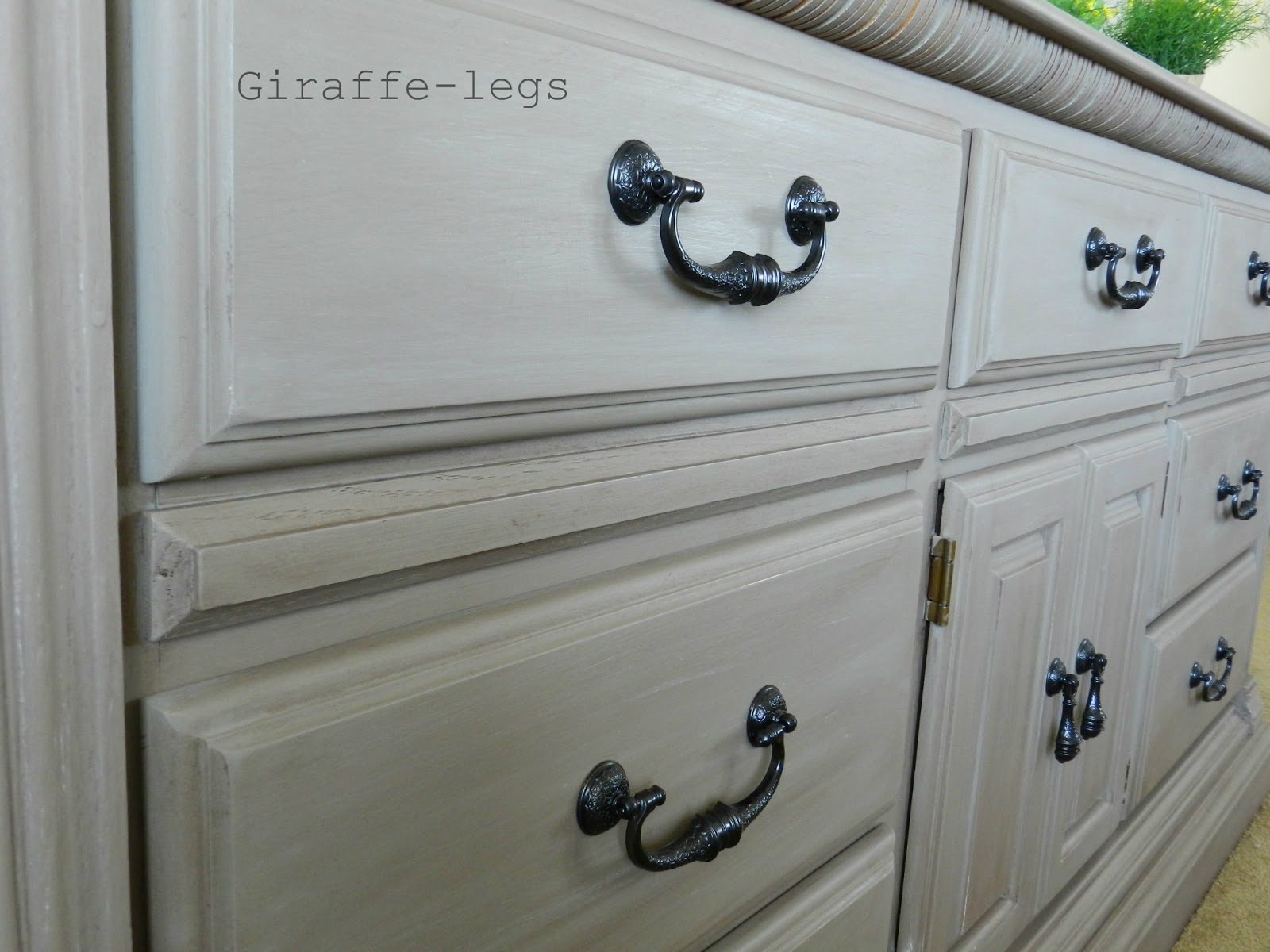 Giraffe Legs Painted Dresser Restoration Hardware style Tutorial