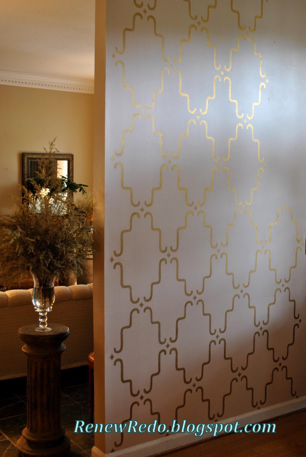 ReNew ReDo! Hall Wall Stencil... Rubbed and Buffed!