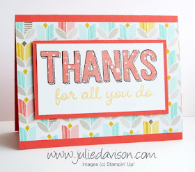 Stampin' Up! Sale-a-bration For Being You paper piecing thank you card #stampinup #saleabration www.juliedavison.com