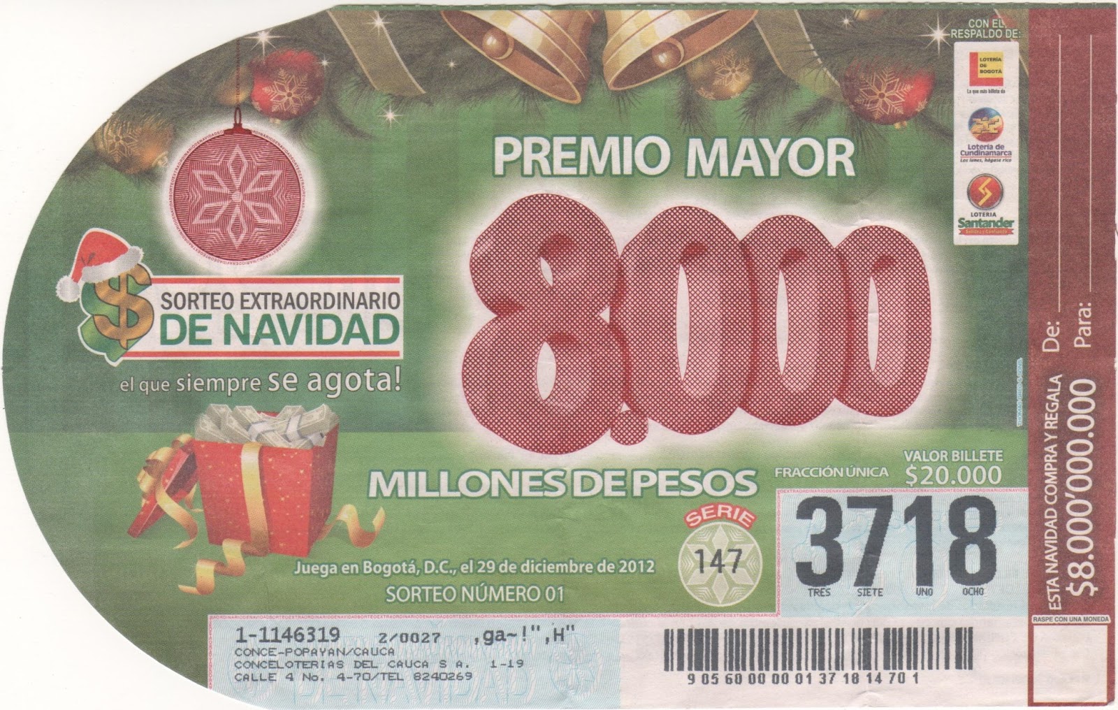 Loterias de Colombia SORTEO EXTRAORDINARIO DE NAVIDAD
