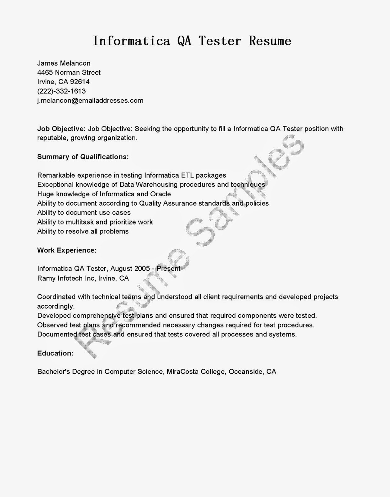 qa resume objective