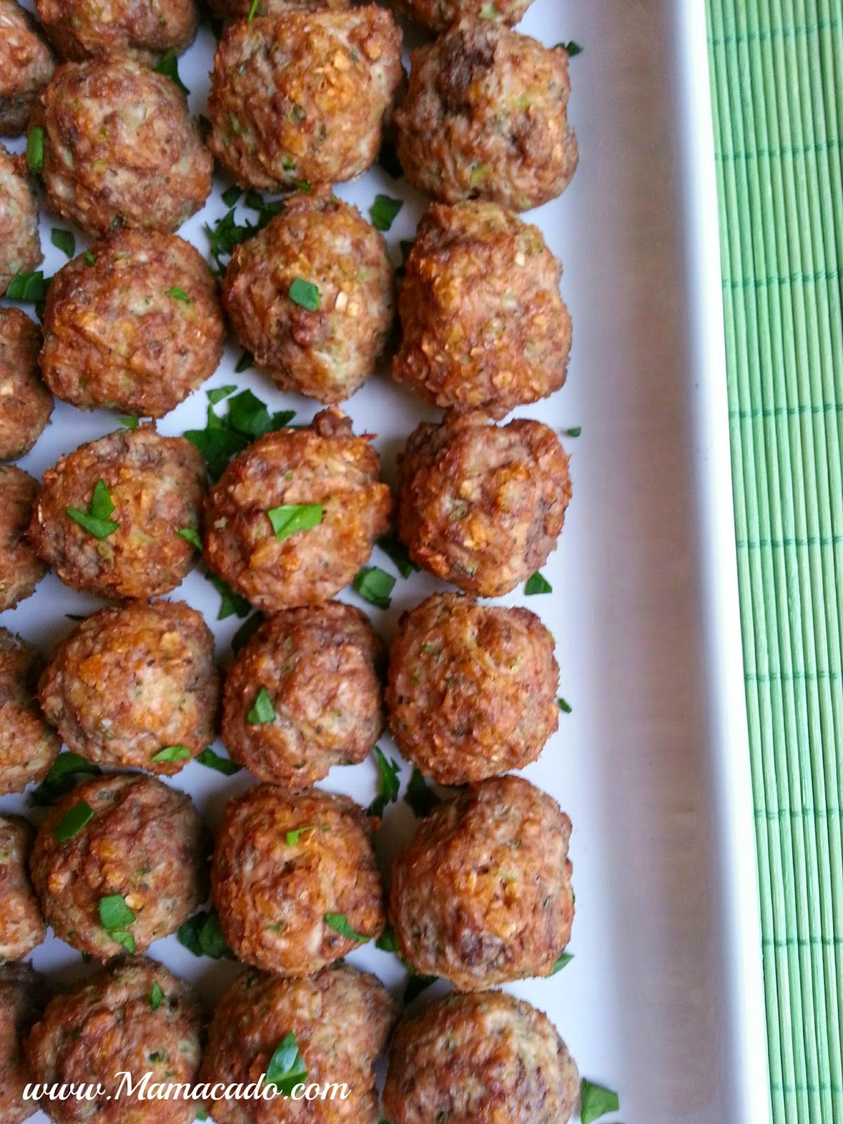 Mamacado Easy Egg Free Italian Meatballs with Broccoli