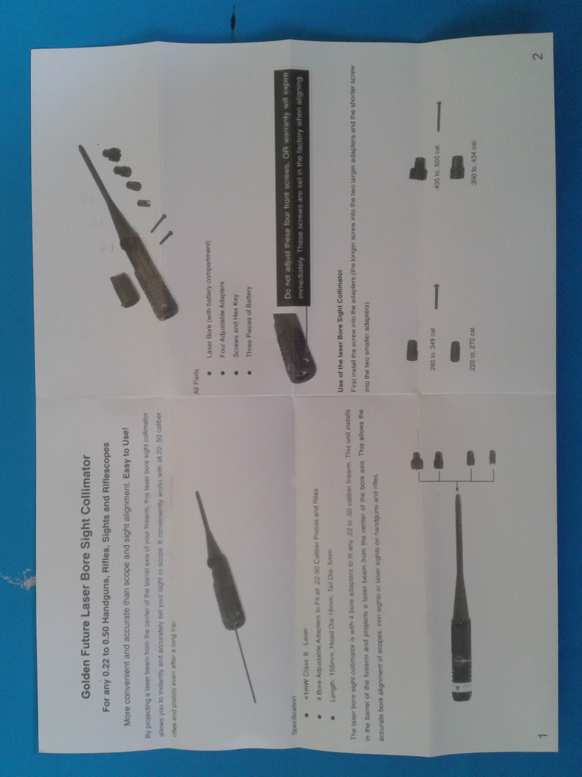 Golden Future Laser Bore Sight Collimator Manual