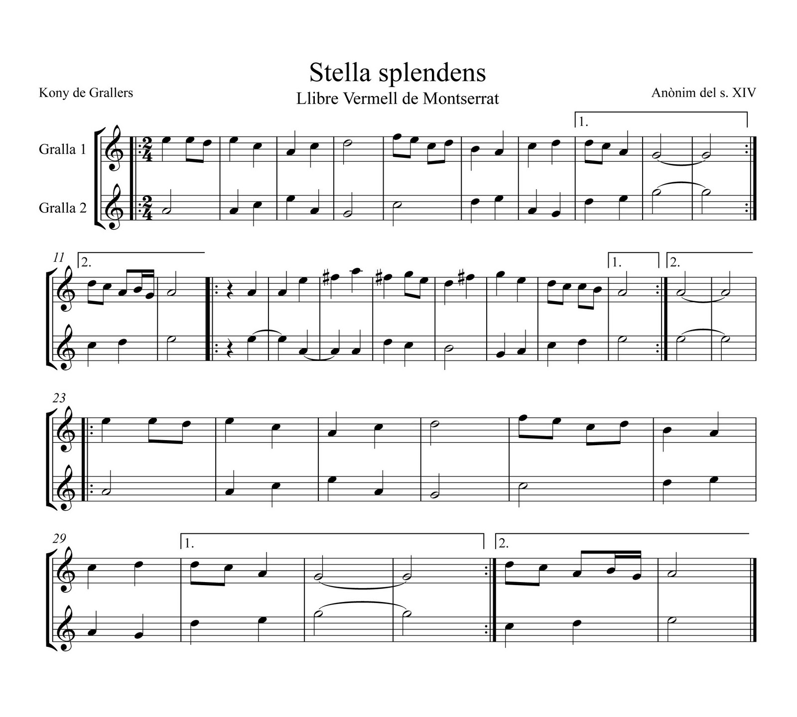 L'Orchésographie Llibre Vermell Stella Splendens