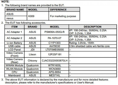 Nexus 7 2 FCC Listing photo