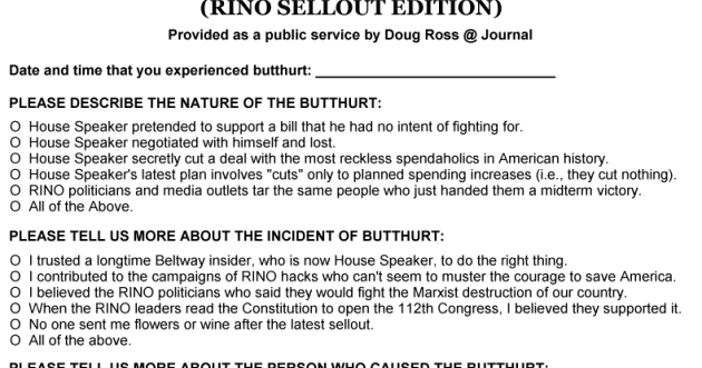doug ross journal butthurt report form rino sellout edition butthurt report form