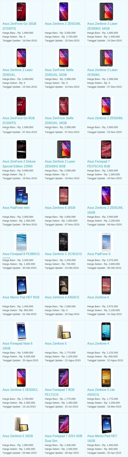 Daftar Harga Hp Asus Januari 2016 Daftar Harga Hp Asus Januari 2016