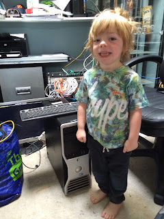 Three year old boy build a server
