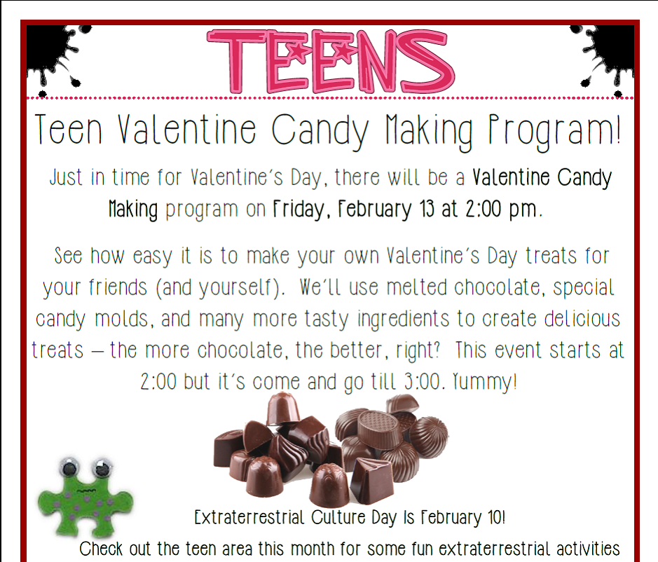 News At Spencer Public Library Teen Chocolate Making Program