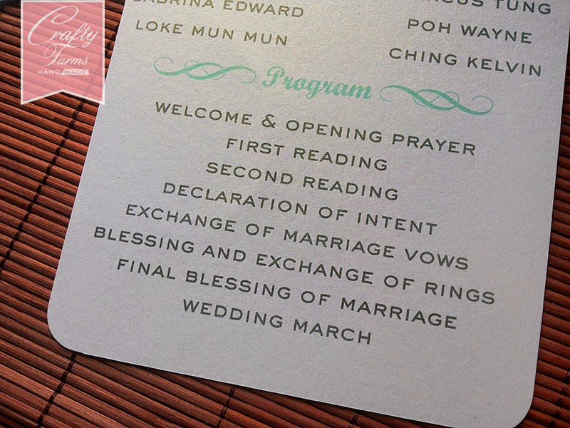 Wedding Card Malaysia Crafty Farms Handmade Program Wedding Program Flat Card For Church Ceremony