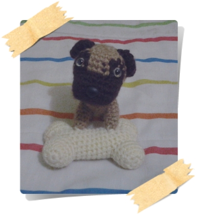 Hilando Ovillitos: Perrito Pug y Huesito Amigurumi