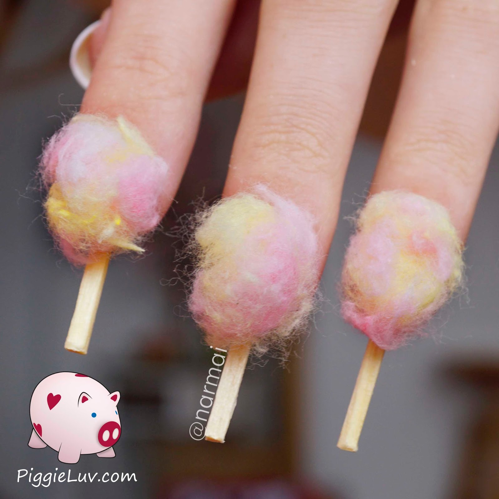 PiggieLuv Cotton candy nail art for Halloween costume