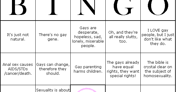 Anti-Gay Bingo.