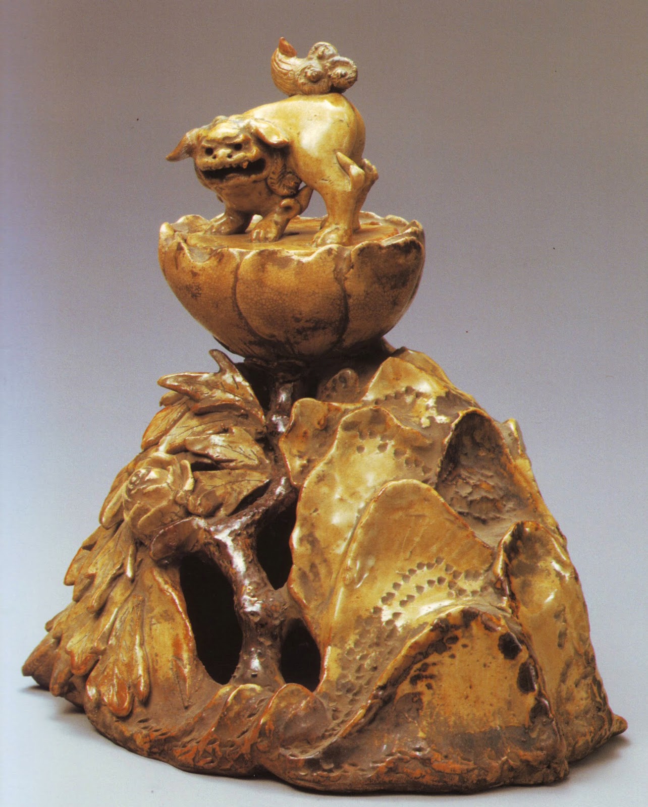 Brûle-parfum Hagi Yaki lion shi shi en céramique de Hagi