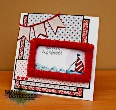 Sailing stamped card - handmade card - custom card