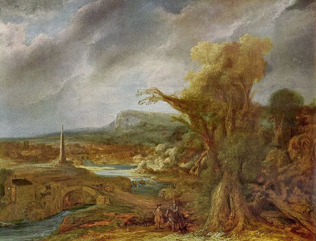Painting "Landscape With an Obelisk" by Govert Flinck, 1638, was stolen in 1990 from the Isabella Stewart Gardner Museum in Boston, MA Picture of Painting "Landscape With an Obelisk" by Govert Flinck, 1638, was stolen in 1990 from the Isabella Stewart Gardner Museum in Boston, MA