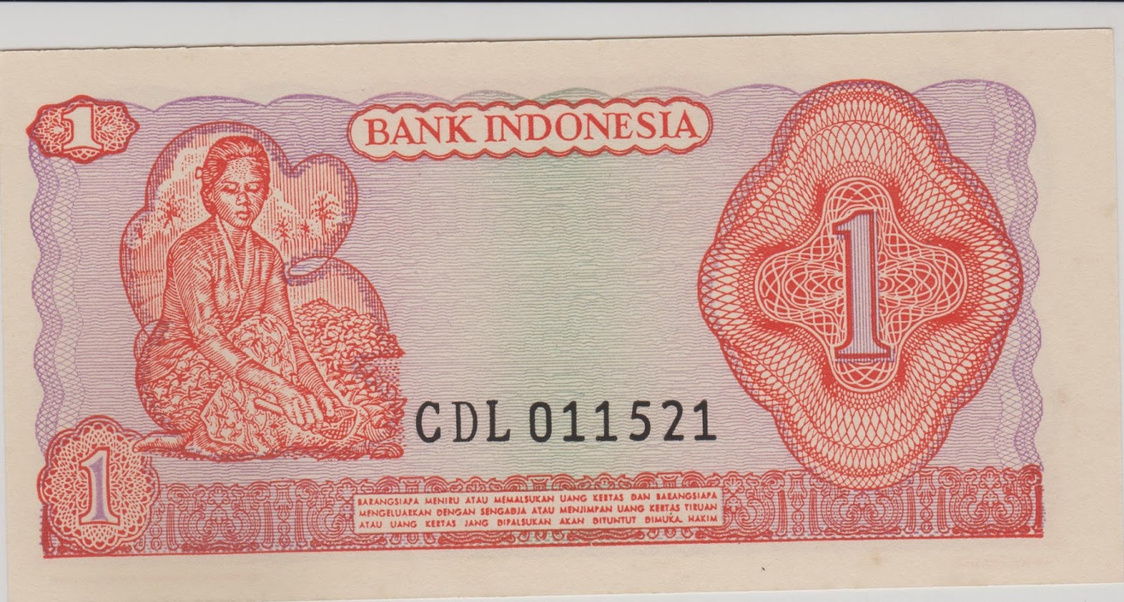 uang kuno Seri Soedirman tahun 1968 Pecahan 1 rupiah uang kuno Seri Soedirman tahun 1968 Pecahan 1 rupiah