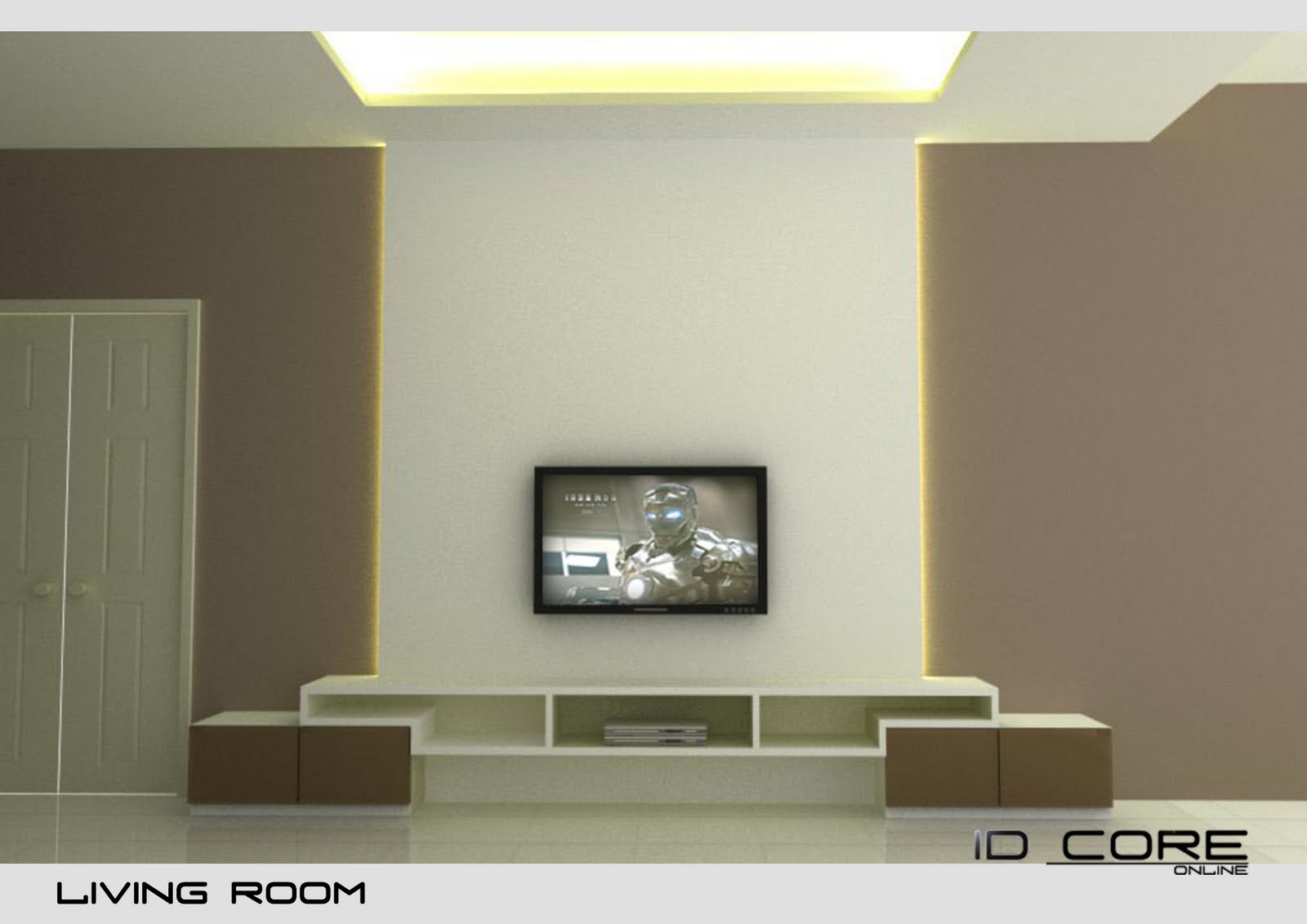 Living Area - Tv Console in selected white matt spray paint finish and title=
