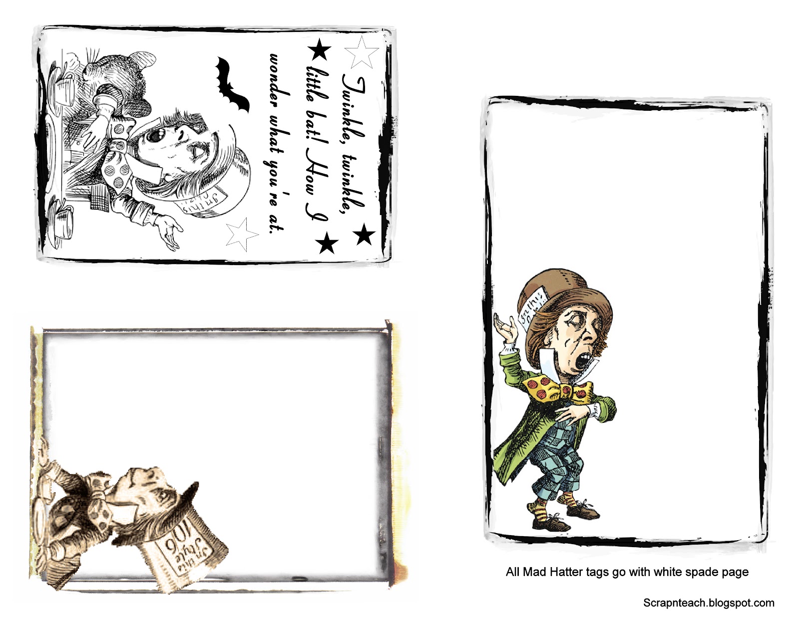 Scrap N Teach: Alice in Wonderland Mini (free printables)