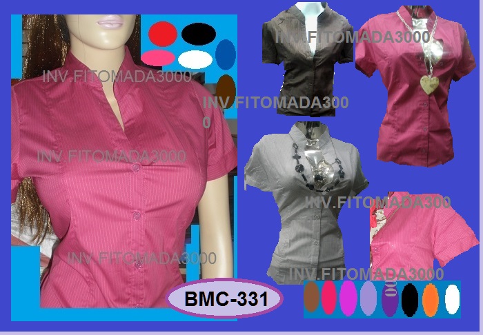 BLUSA CASUAL MANGA CORTA CUELLO CHINO VARIEDAD DE COLOR Y TALLA