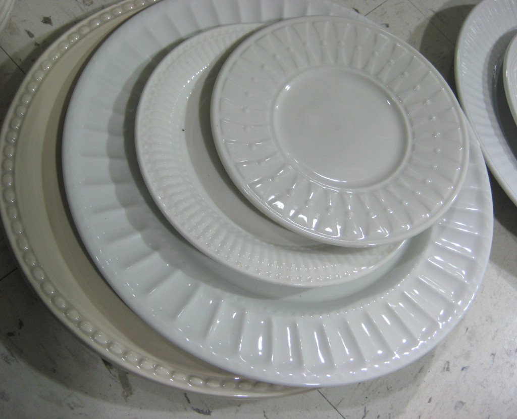 Mismatched kitchen cabinets Country White Dishes