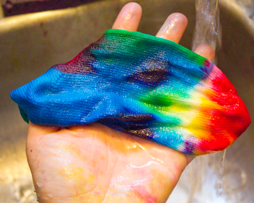 Craft Knife Tie Dyed Socks On Our Feet