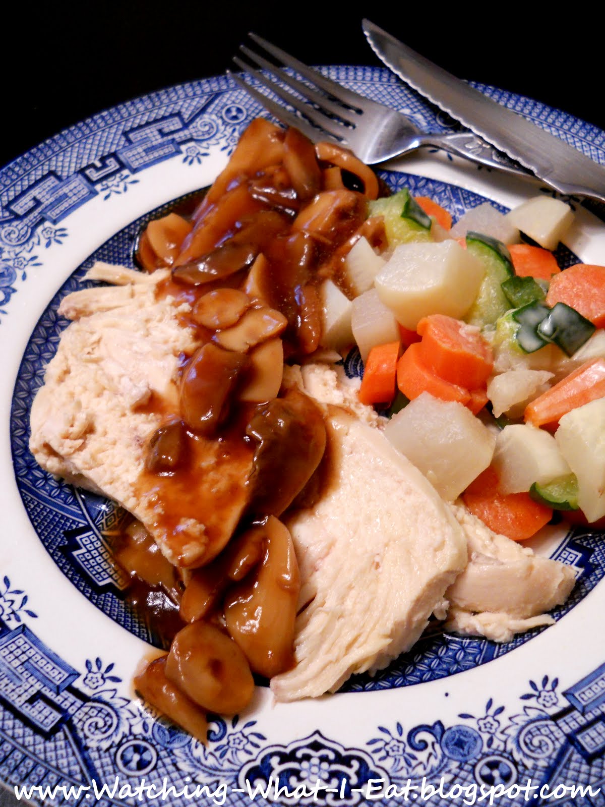 Watching What I Eat Sherry Wine Simmered Chicken inspired by the