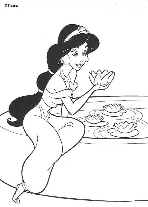 FREE COLORING PAGES: Jasmine Cartoon Characters | Aladdin Coloring Pages