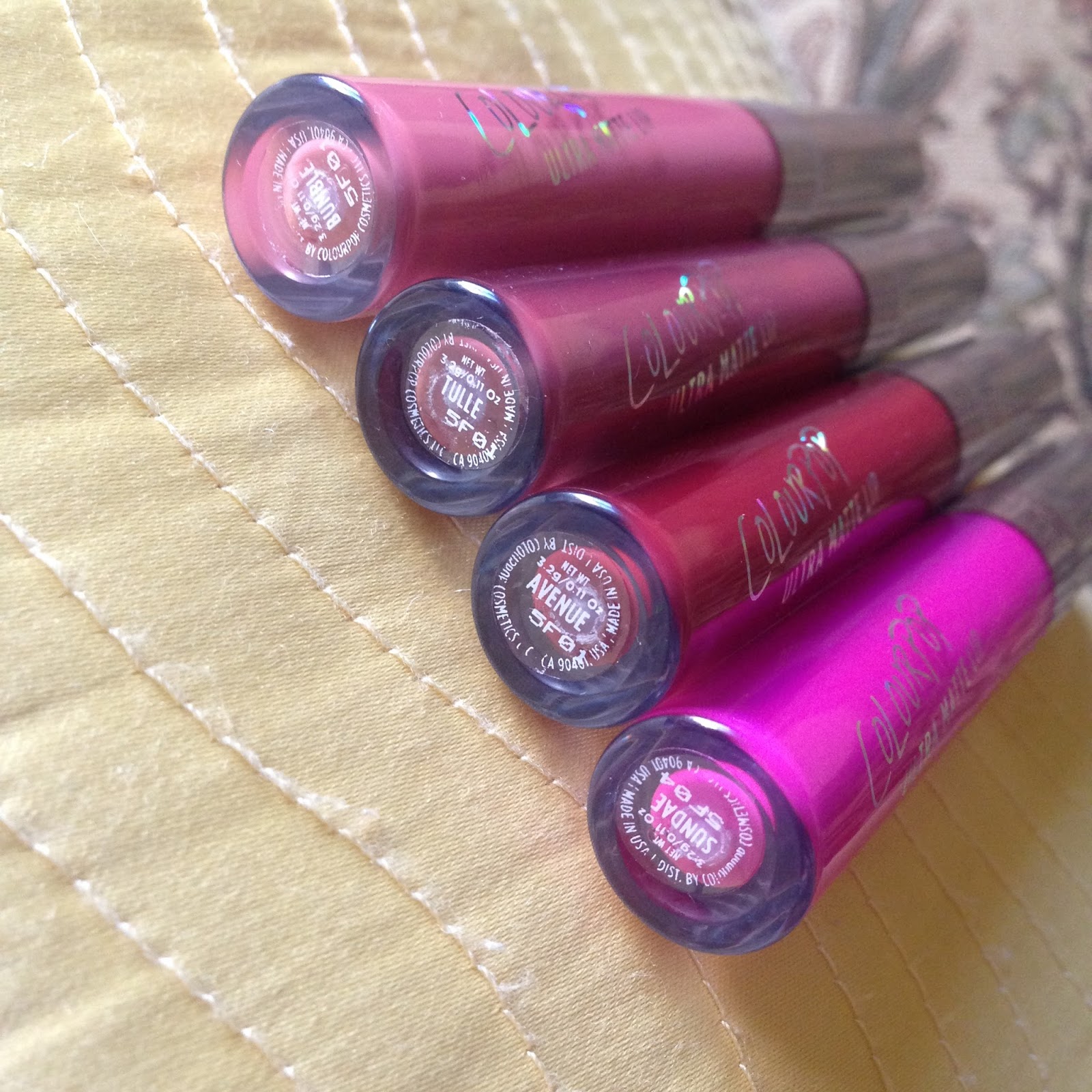 ColourPop Ultra Matte Lips (Bumble, Tulle, Avenue, Sundae) Floraful