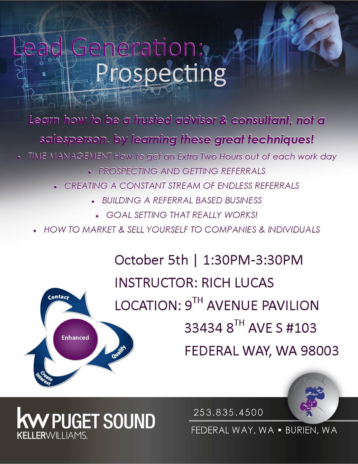 lead generation prospecting with rich lucas this monday october lead generation flyer