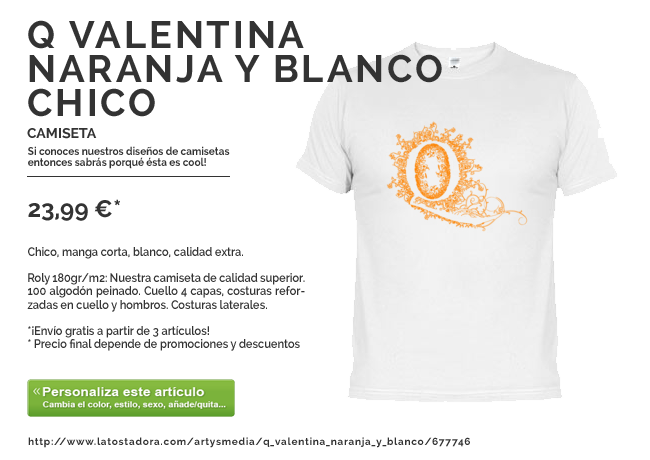 Camiseta Q Valentina Naranja y Blanco