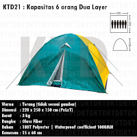 KTD21 krey tenda premium dome kapasitas 6 orang 2 layer